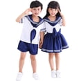 thumbnail image 5 of Uniforme escolar para niños, disfraz de JK, cuello azul marino, traje de marinero japonés, fotografía de niña, disfraz de guerrero marinero de jardín de infantes, 5 of 5