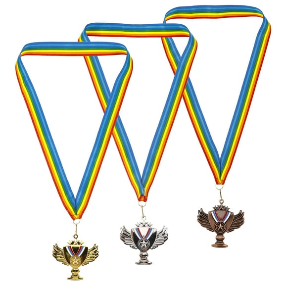 CIMAXIC Party 3pcs Award Medals Award Trophy Medals Balls Sports Award Medals Sports Winner Award Medals Hanging Award Medals Party Favors,20.47"X3.35"X0.2"