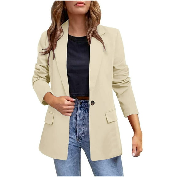 ShiShine Womens Casual Blazer Jacket Long Sleeve Open Front Work Office Blazer Lapel Button Jacket