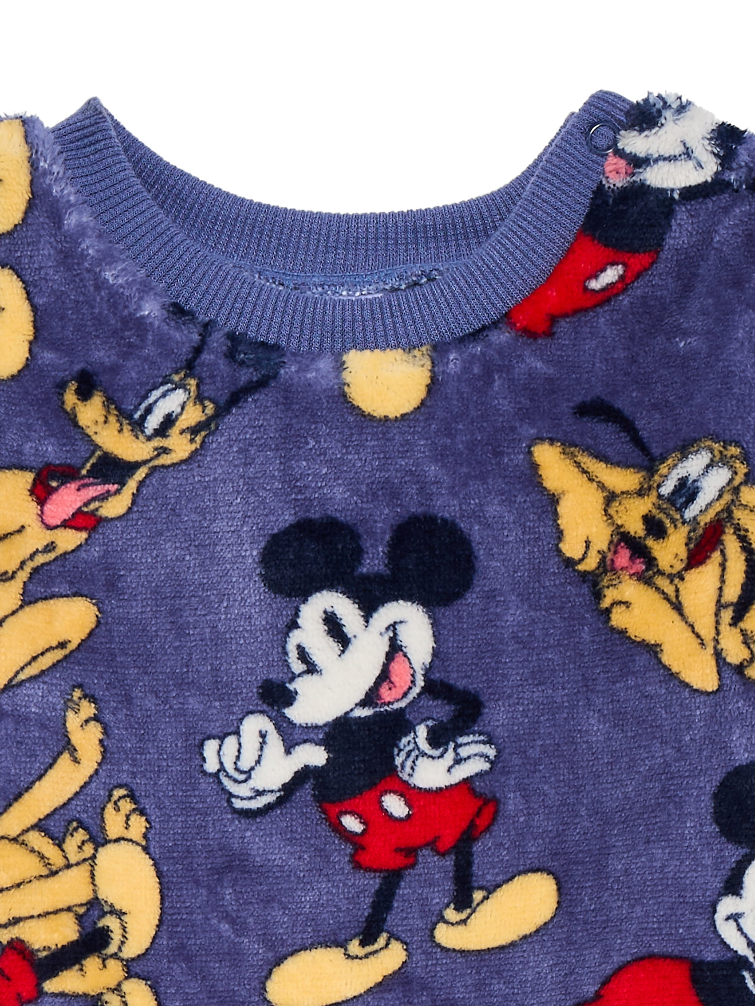 Mickey Mouse Baby Long Sleeve Cozy All Over Print Crewneck Sweatshirt with Matching Jogger Pant, 2-Piece, Sizes 0/3M-24M