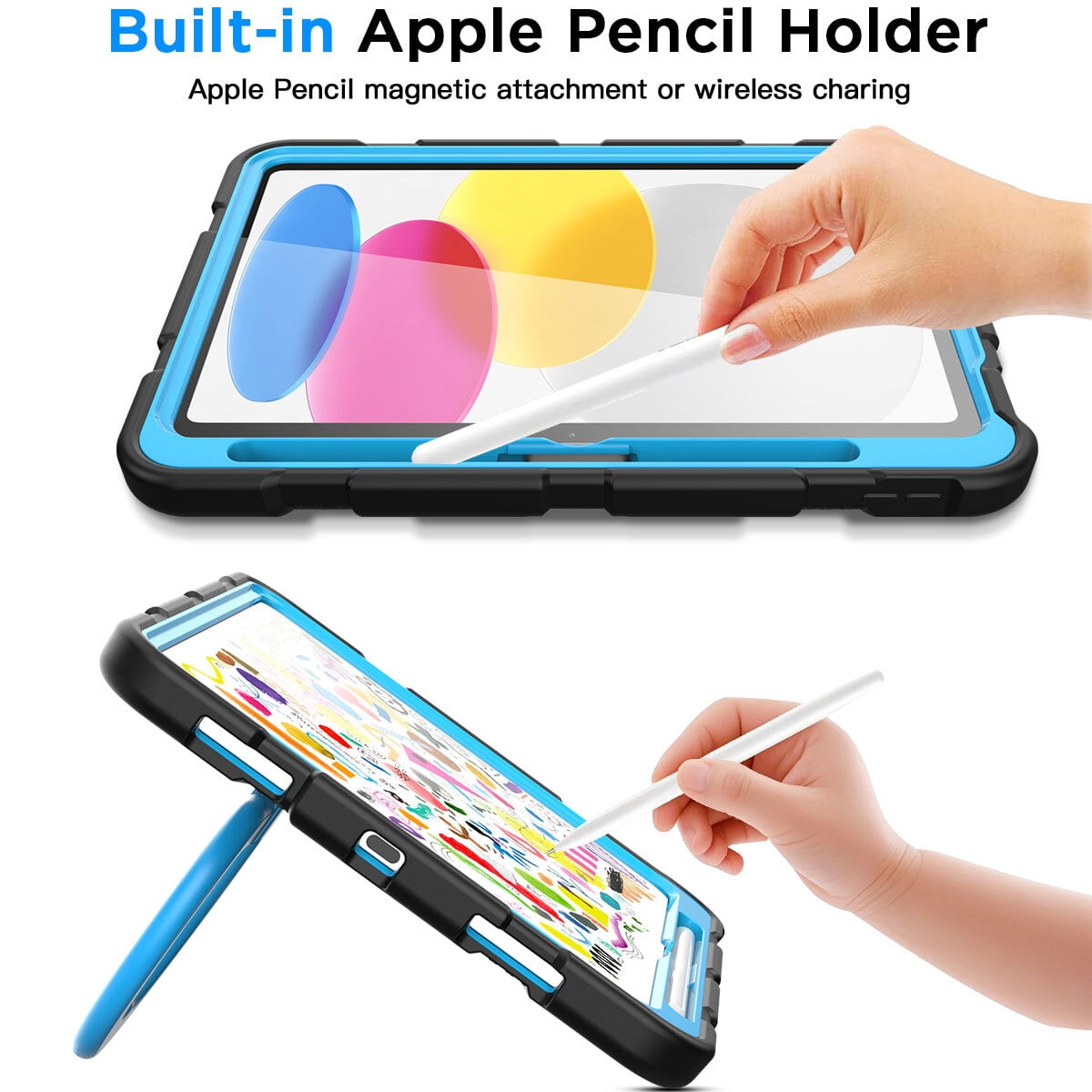 AICase For Apple iPad (A16) 11th Generation 11 Inch 2025 Case Shockproof Rugged Cover Heavy Duty 360 Rotating Protective Kickstand Cover Built-in Pencil Holder +Screen Protector