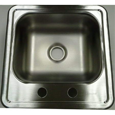 Elkay Kitchen Neptune Top Mount Stainless Steel 15x15x5.125 2-Hole Single Bowl Kitchen Sink silver NES15152