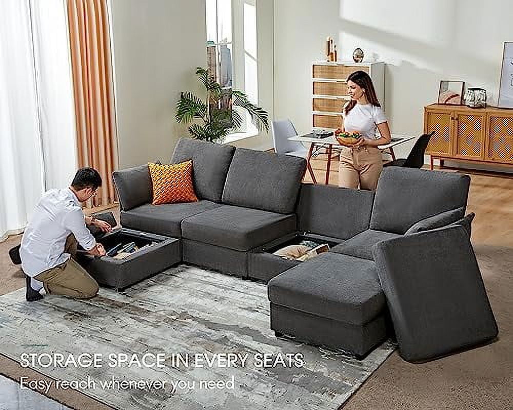 Papajet Modular Sectional Sofa 9 Seats Oversized Couch Bed with Storage Ottomans Chenille Grey