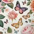 thumbnail image 6 of WYYP Butterfly Flower Lightweight Waterproof Resistant Fabric Round Tablecloth White, 6 of 8
