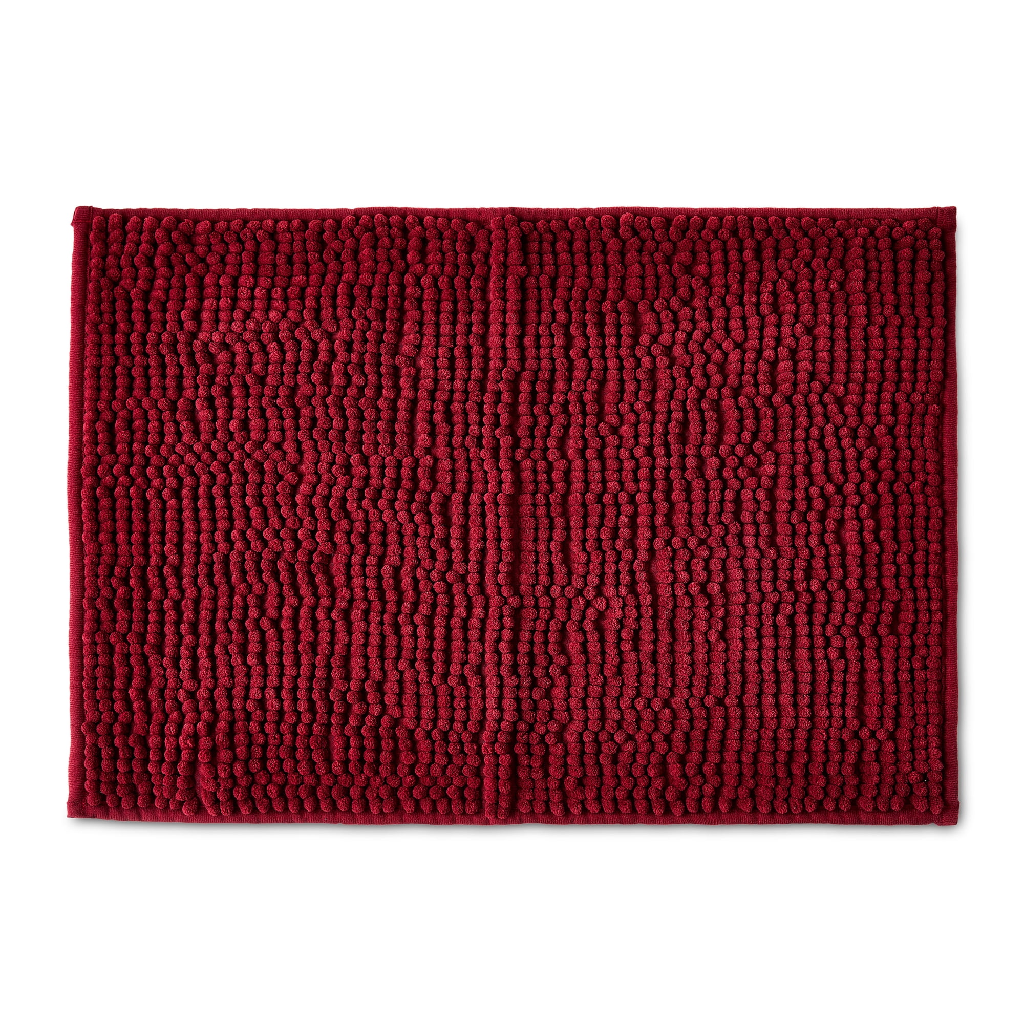 Mainstays Red Chenille Noodle Bath Rug, 17 in x 24 in