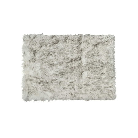 

3 X 5 Gradient Gray Rectangular Faux Fur Area Rug