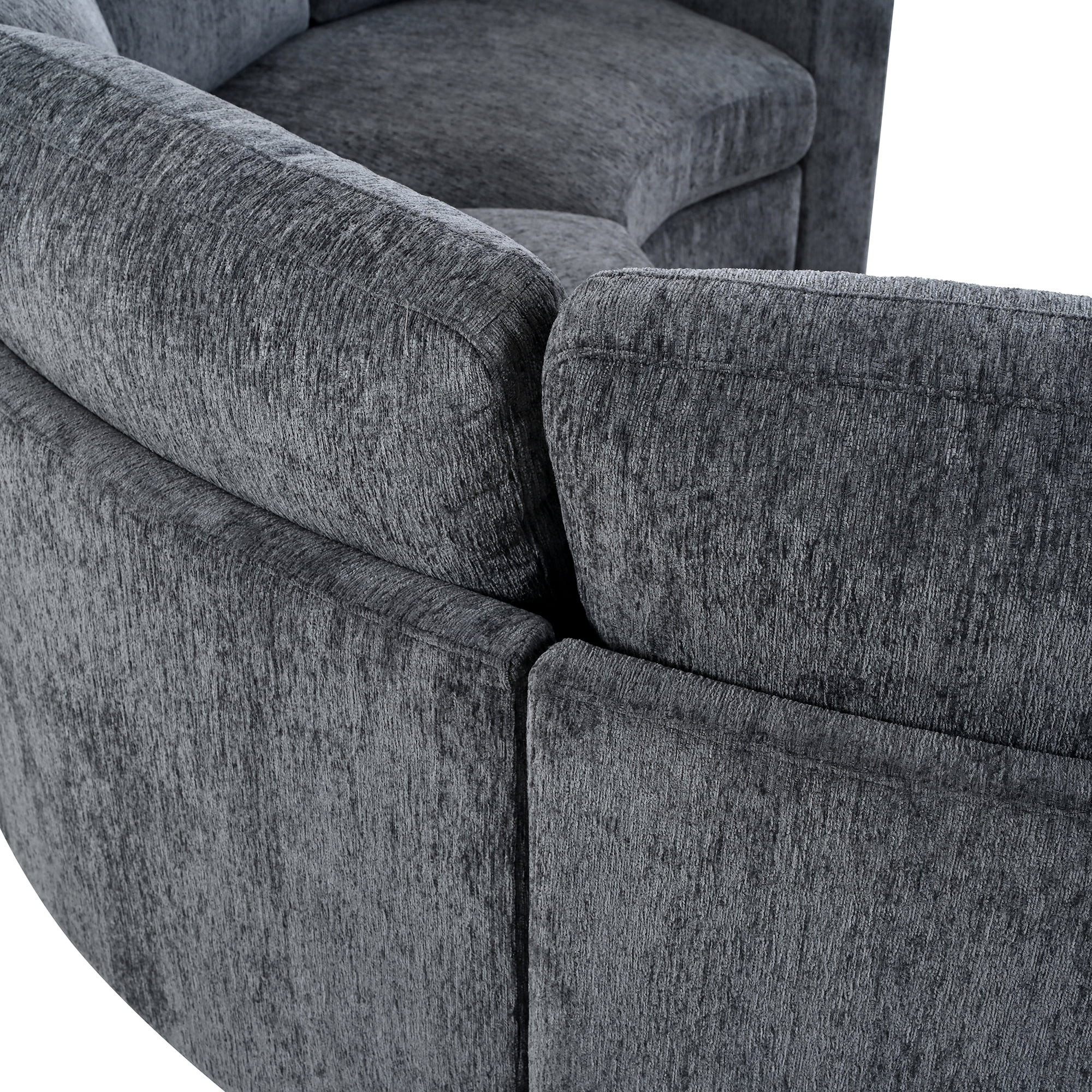Wakefit Curved Modular Sectional Sofa,6-Seater Semi Circular Chenille Couch Set,Deep Seating Round Sofa with Soft Upholstery,Modern Conversation Sofa with Solid Pine Wood Frame for Living Room,Grey