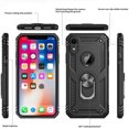 thumbnail image 3 of Case for Apple iPhone XR Cell Phone Case with Tempered Glass Screen Protector, Ring Kickstand for Men Military Bumper Hard TPU Shockproof Full Body Silicone Protective Cover iPhone XR Black, 3 of 8