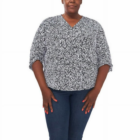 Vince Camuto Ladies' V-Neck Blouse (Black Multi, XL)