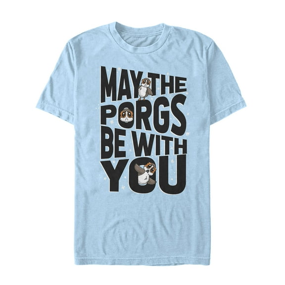 Men's Star Wars The Last Jedi May the Fourth Porgs Be With You Graphic Tee Light Blue 3X Large