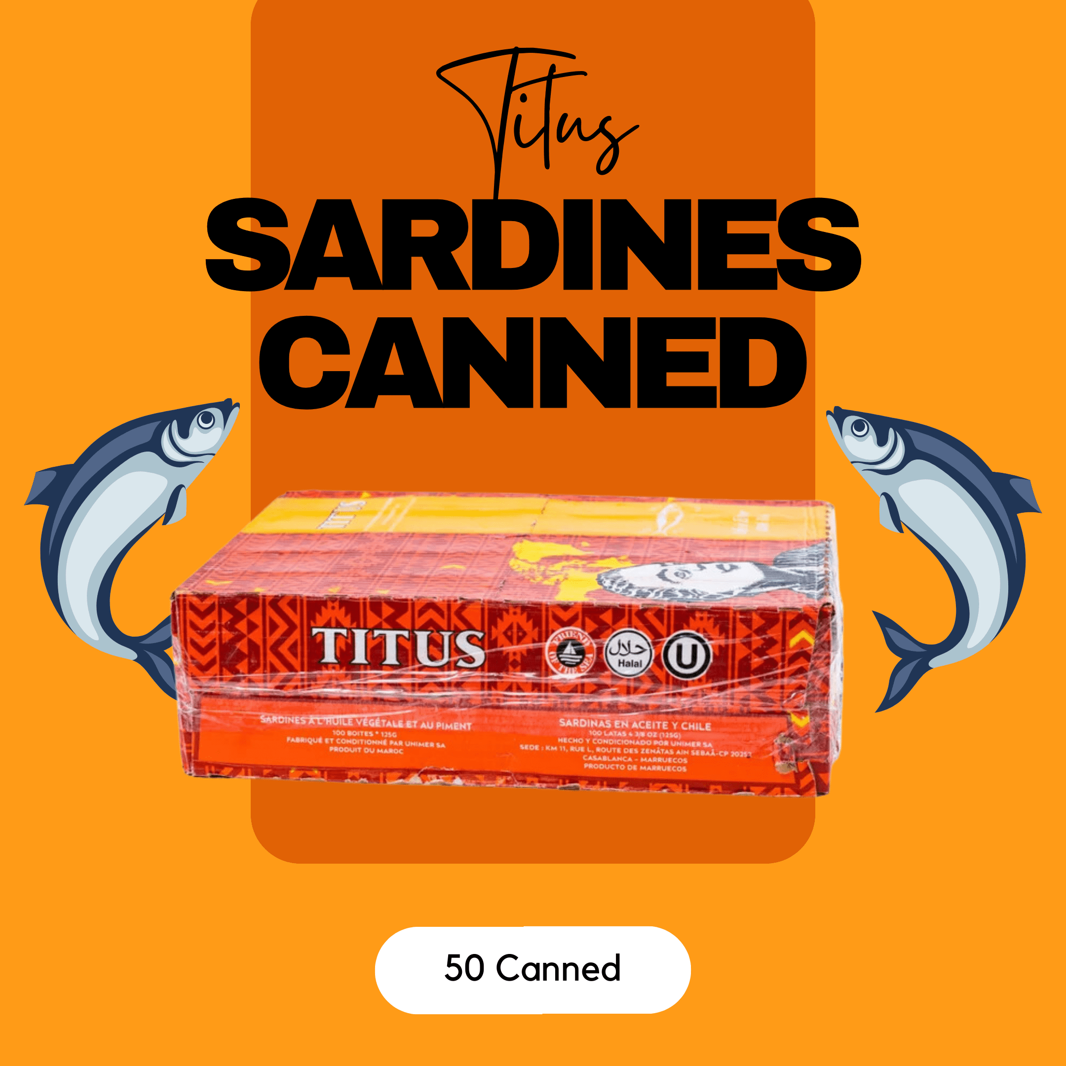 Titus Sardines 50 Cans - Case