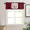 thumbnail image 2 of Rdsfhsp Window Valances Kitchen Rod Pocket Short Curtain Panels Mother's Day Gnome Valance Curtains, Rustic Red Black Buffalo Check Window Treatment Drapes for Living Room Bedroom Basement, 2 of 5