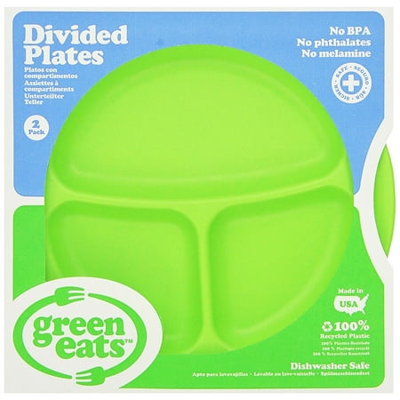 2 Pack Divided Plates, Green, All the major food groups agree, green eats divided plates are the best place on the planet to hang out By Green (The Best Greens To Eat)