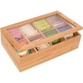 thumbnail image 3 of Trademark Innovations BAMB-TEABOX 12" Bamboo 8-Section Tea Storage Box with Hinged Clear Lid, Tan, 3 of 5