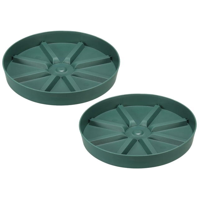Uxcell 6 Inch Plant Saucers Tray, Durable Plastic Round Flower Pot Drip Tray, White 2Pcs, Green 9 Inch