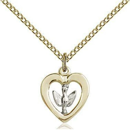 18' Gold Filled Chain - Sterling Silver / Holy Spirit Medal Pendant in Sterling Silver/14 Karat Gold Filled with 18