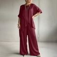 thumbnail image 3 of HomeGardon Two Piece Sets for Women Solid Color Two Piece Set with Round Neck and Loose Casual Irregular Hem, 3 of 6