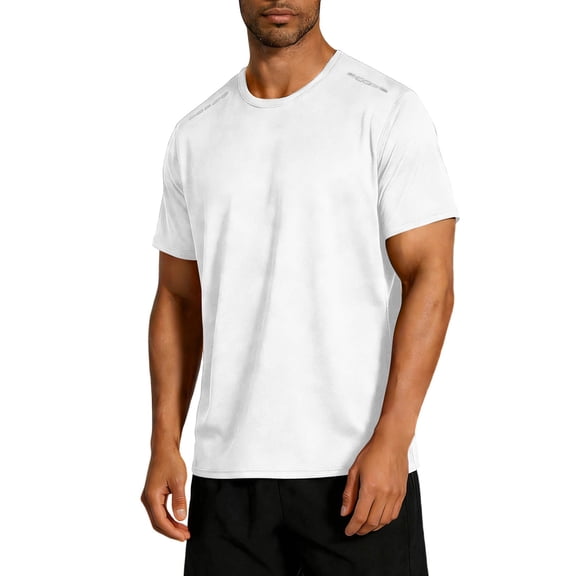 Betivan Men's T Shirt Short Sleeved Round Neck Training Sports Athletic Tee Solid Color Running Fitness Training Top Stretchy Lightweight for Gym Workout Running Outdoor