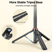SelfieShow 52 Extendable Selfie Stick Tripod with Detachable Wireless Remote, 360° Rotatable Phone Holder for Video Vlog Recording, Portable Travel Stand Compatible with iPhone & Android (Black)