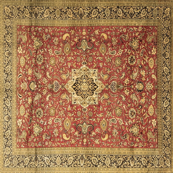 Ahgly Company Indoor Square Medallion Brown Traditional Area Rugs, 5' Square