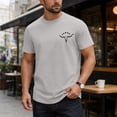 thumbnail image 2 of Floleo Haut pour Homme Uni à Col Rond, Manches Courtes, Poitrine Plus Pure, Petit Imprimé, Décontracté, Ample, Haut pour Homme Polyvalent pour Usage Quotidien, Rendez-Vous de Fin de Semaine, Sports de Plein Air (Gris, 2TG), 2 of 7