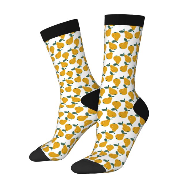 Balery Yellow Pears Calcetas Largas con Estampado para Hombre y Mujer – Suaves y Transpirables, Talla Única (US 5-11)