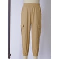 thumbnail image 3 of Kaerm Kids Boys Cargo Pants Cotton Casual Pants Drawstring Loose Jogging Bottoms Elastic Cuffed Cargo Khaki 12, 3 of 7