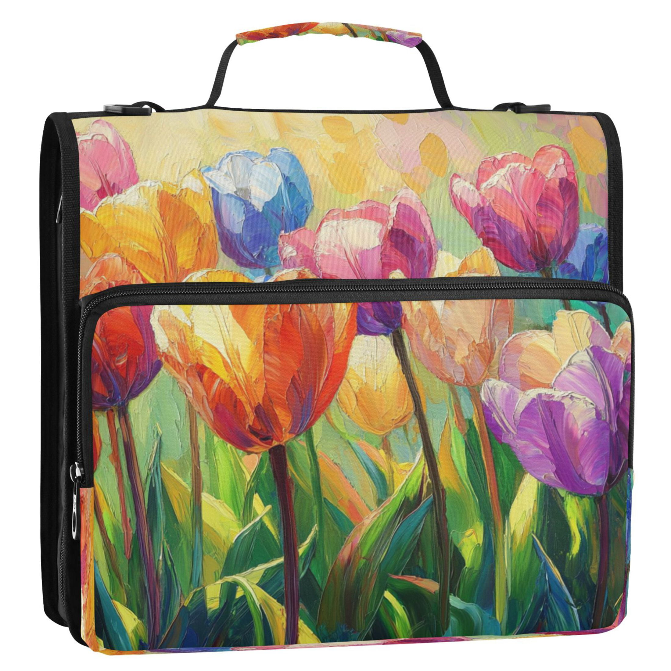 YAZAOO Zipper Binder trapper keeper Documents Organized Design Blossom & Berry Mosaic Printed