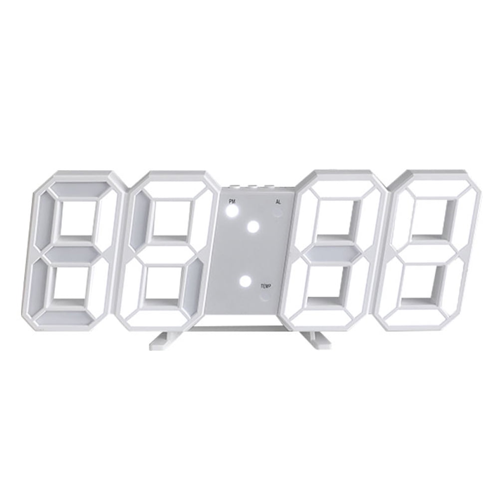 3D LED Digital Wall Alarm Clock, LED Light Nightlight Decor Clocks