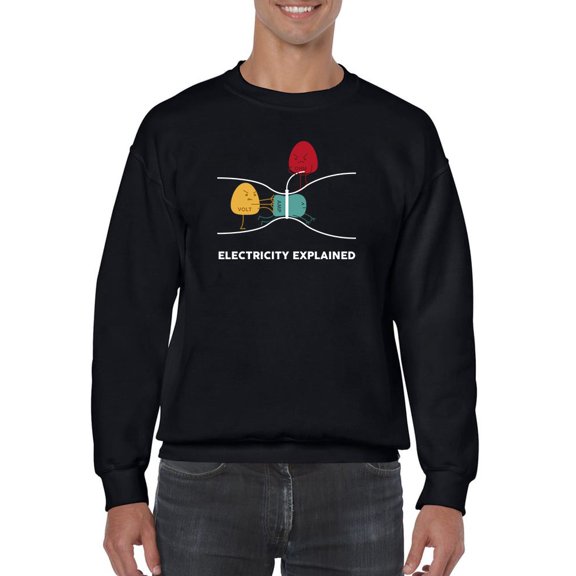 Electricity Explained Design Men Sweatshirt, Male 3X-Large