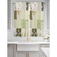thumbnail image 2 of Spring Floral Bathroom Window Curtain, Yellow Flowers Botanical Patchwork Grid Bohemia Light Filtering Coffee Kitchen Curtains, Bedroom Living Room Curtains 2 Panel 84"x63", 2 of 6