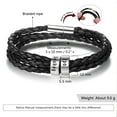 thumbnail image 6 of Personalized Mens Braided Genuine Leather Bracelet Stainless Steel Custom Beads Name Charm Bracelet For Men With Family Names, 6 of 10