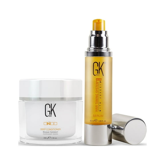 GK Hair Global Keratin Organic Argan Oil Hair Serum For Frizz Control Dry Damage Hair Repair 50ml I Deep Conditioner Masque 200g/7.5oz