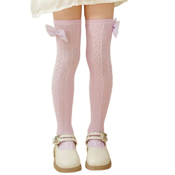 RUISINERY Pack of 1 Pair Girls Breathable Mesh Knee Length Socks Bowknot Accent Socks Stretchy Comfort for Ages 3-13 Years