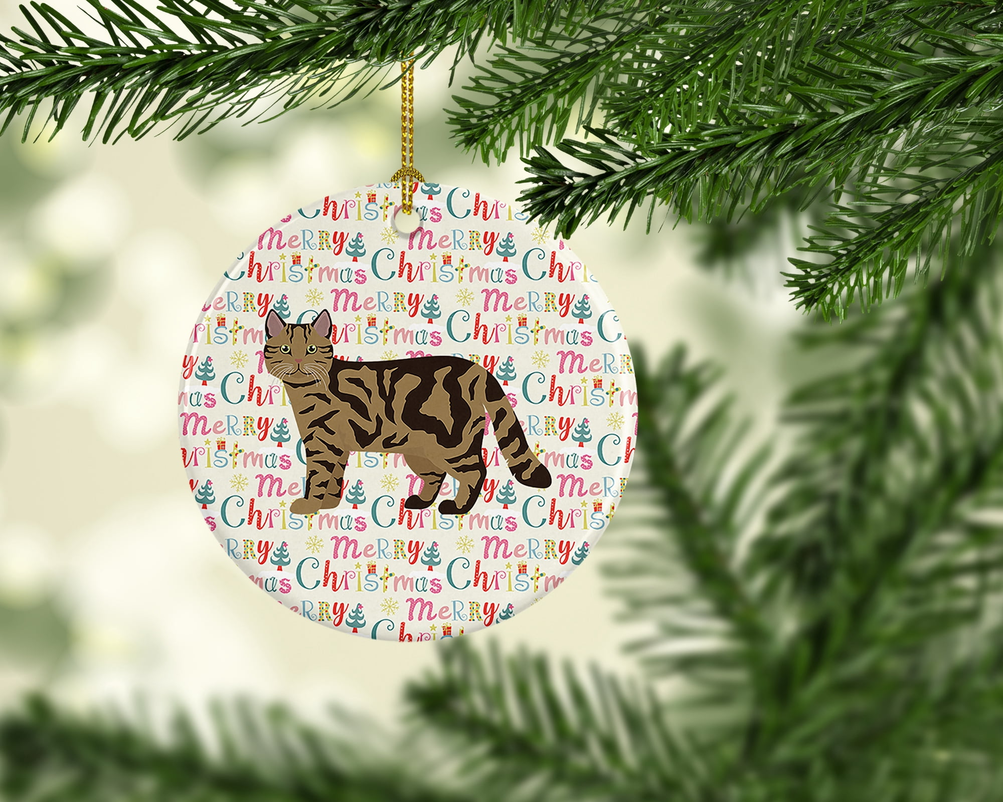 Scottish Straight #2 Cat Christmas Ceramic Ornament 2.8 in x 2.8 in