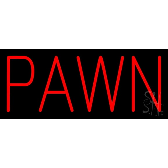Red Pawn LED Neon Sign 6 x 15 - inches, Black Square Cut Acrylic Backing, with Dimmer - Bright and Premium built indoor LED Neon Sign for Pawn store interior decor, and stroefront.
