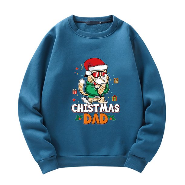 Suéter de otoño e invierno con estampado de gato de Navidad para hombres y mujeres Suéter suelto Top Pompotops oipoqjl18162