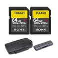 thumbnail image 1 of Sony 64GB UHS-II Tough G-Series SD Card 2-Pack Bundle with Case and Reader, 1 of 11