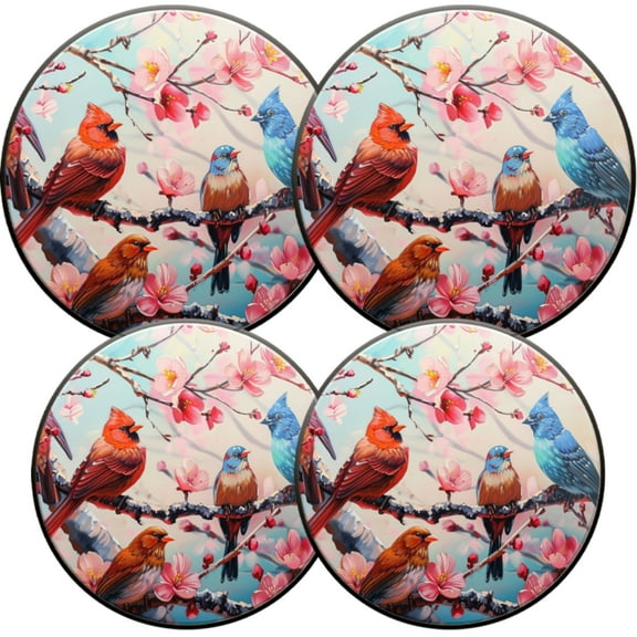 Gas Stove Burner Cover,Electric Stove Top Protector,Easy to Clean,Birds and Pink Cherry Blossoms in Springtime