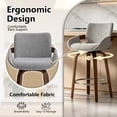 thumbnail image 3 of CRERIYO 26" Swivel Counter Height Bar Stools Set of 2, Linen Fabric Upholstered Bar Chairs with Silver Ring Footrest and Walnut Wood Legs, Lightgray, 3 of 7