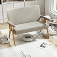 thumbnail image 2 of Gymax Loveseat Sofa Upholstered Sherpa Couch w/Armrests & Wooden Legs for Living Room Gray, 2 of 10