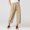 Khaki, variant on FchengtaiS Linen Pants for Women Casual Elastic Waist Pants Loose Straight Crop Pants Lounge Trousers with Pockets