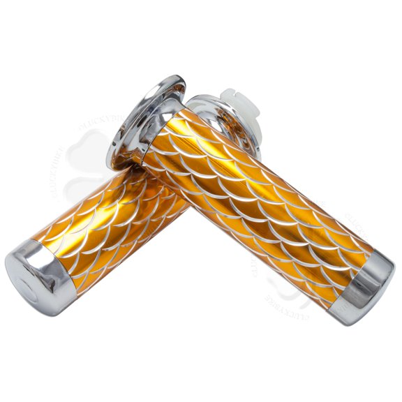 CNC Scale Hand Grip 7/8" Gold Universal Gel Handle Bar 22mm Left Right Front