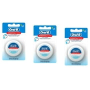 3 Pack Oral B Essential Dental Floss Waxed Mint Flavour 50m/54yd Each