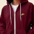 thumbnail image 5 of Dalix Pizza Embroidered Zip Hoodie Fleece Long Sleeve Pocket Warm Soft Mens in Maroon L Large, 5 of 5