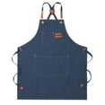 thumbnail image 1 of predolo Canvas Apron Carpentry Apron Adjustable with Pocket Canvas Cross Back Chef Apron Blue, 1 of 8