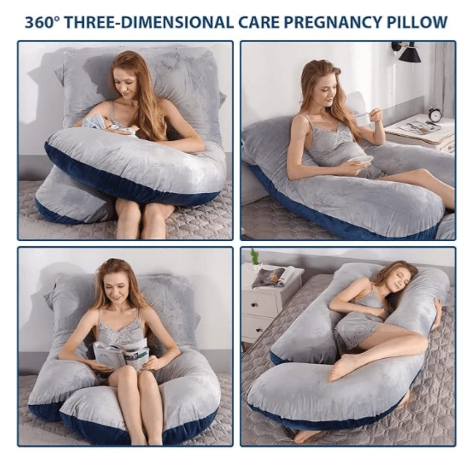 Best-selling U-shaped pregnant pillow - promotes side sleeping, supports the waist and abdomen. An essential item for pregnant women when sleeping.