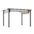 thumbnail image 2 of Sunjoy Outdoor Pergola 9 x 12 ft. Patio Black Steel Frame Pergola with Retractable Beige Canopy Shade for Backyard, Garden Activities, 2 of 11