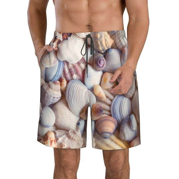 Fotbe Sea Shells Trajes de Baño Estampados para Hombre, Shorts de Verano de Secado Rápido, Ropa de Playa, Bañadores-XX-Large