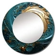 thumbnail image 2 of Designart "Majestic Motion in Teal I" Abstract Spirals Round Mirror Wall Decor Modern - Large Blue Round Office Mirror - Round Mirror - 29" x 29", 2 of 6